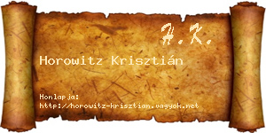 Horowitz Krisztián névjegykártya